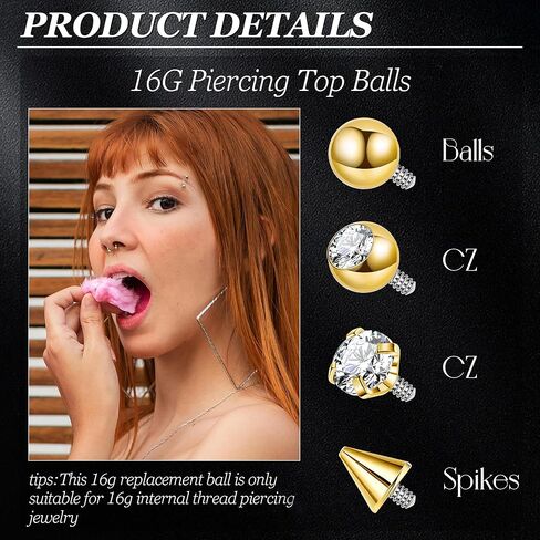 8pcs 16g G23 كرات استبدال التيتانيوم لثقب مجوهرات الجسد ذات الخيوط الداخلية ثقب أجزاء الحديد لحاجز الحواجب الحاجب Labret Gret Helix Conch Tragus daith Jewelry 3mm in Kuwait