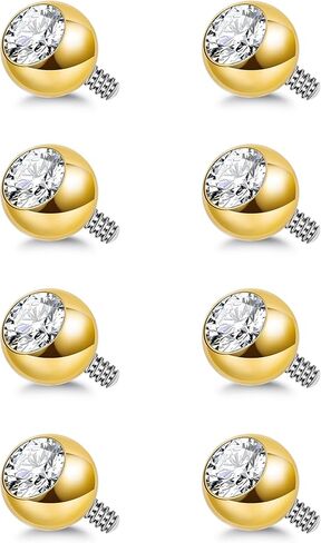 8pcs 16g G23 كرات استبدال التيتانيوم لثقب مجوهرات الجسد ذات الخيوط الداخلية ثقب أجزاء الحديد لحاجز الحواجب الحاجب Labret Gret Helix Conch Tragus daith Jewelry 3mm in Kuwait