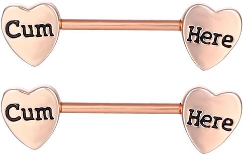 14G Cum Here Heart Nipple Rings for Women Stainless Steel Nipplerings Nipple Piercing Barbell Naughty Words Nipple Shield Studs Body Piercing Jewelry in Saudi Arabia