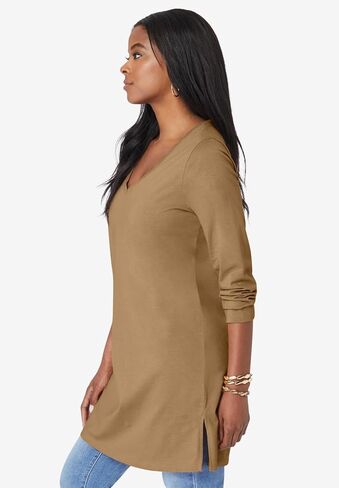 Roaman's Women's Plus Size Ultimate Long Sleeve V Neck Tunic in Saudi Arabia