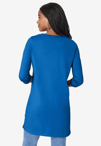Roaman's Women's Plus Size Ultimate Long Sleeve V Neck Tunic in Saudi Arabia