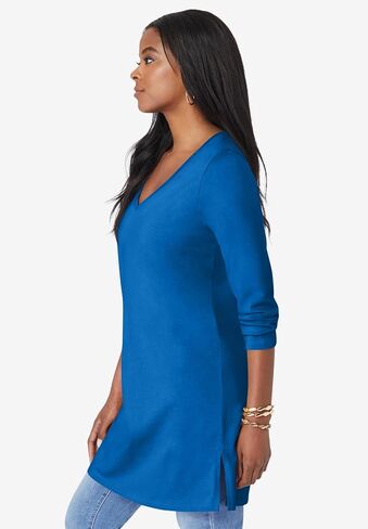 Roaman's Women's Plus Size Ultimate Long Sleeve V Neck Tunic in Saudi Arabia