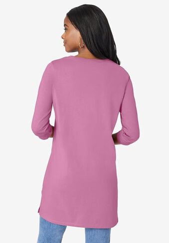 Roaman's Women's Plus Size Ultimate Long Sleeve V Neck Tunic in Saudi Arabia
