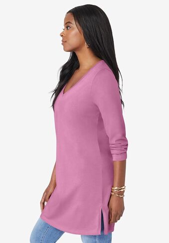 Roaman's Women's Plus Size Ultimate Long Sleeve V Neck Tunic in Saudi Arabia
