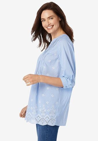 Woman Within Plus Size Embroidered Pintuck Tunic in Saudi Arabia