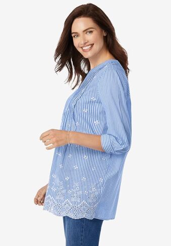 Woman Within Plus Size Embroidered Pintuck Tunic in Saudi Arabia
