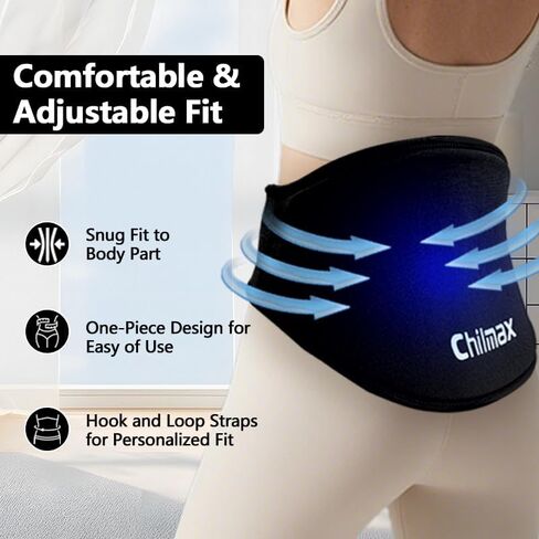 Ice Pack for Lower Back Pain Relief, Reusable Abdominal Gel Ice Pack Wrap Hot Cold Therapy Belt for Relieve Back Injuries, Lumbar, Sciatic Nerve, Herniated Disc, Coccyx Pain Brace (Black) in Saudi Arabia
