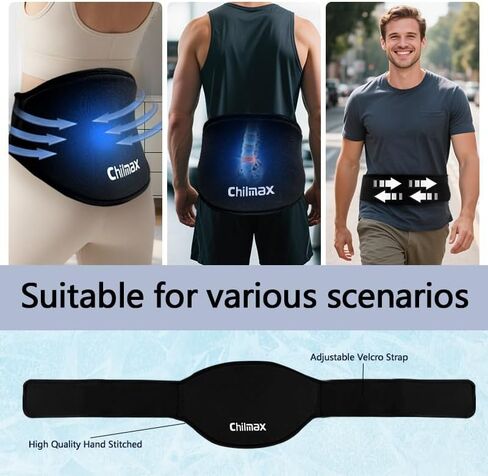 Ice Pack for Lower Back Pain Relief, Reusable Abdominal Gel Ice Pack Wrap Hot Cold Therapy Belt for Relieve Back Injuries, Lumbar, Sciatic Nerve, Herniated Disc, Coccyx Pain Brace (Black) in Saudi Arabia