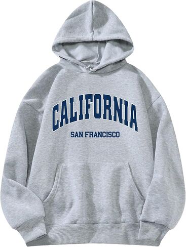 SHENHE Women's Casual Letter Print Oversized Long Sleeve Hooded Sweatshirt Pullover Hoodie Tops in Saudi Arabia