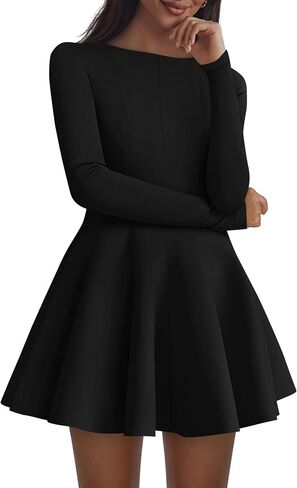 PRETTYGARDEN Cocktail Dresses for Women Elegant Classy 2025 Fall A Line Long Sleeve Homecoming Graduation Party Mini Dress in Saudi Arabia
