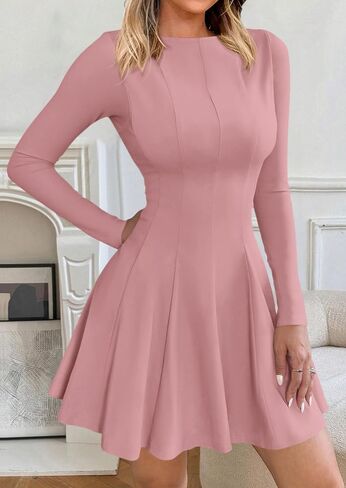 PRETTYGARDEN Cocktail Dresses for Women Elegant Classy 2025 Fall A Line Long Sleeve Homecoming Graduation Party Mini Dress in Saudi Arabia