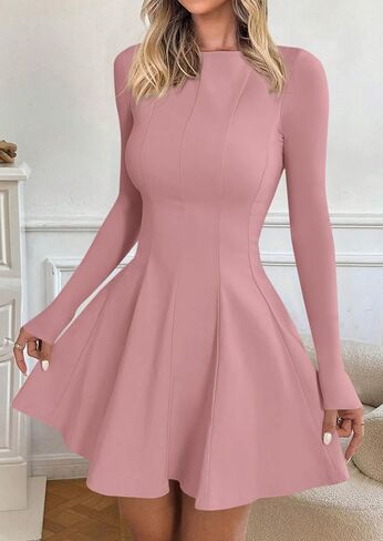 PRETTYGARDEN Cocktail Dresses for Women Elegant Classy 2025 Fall A Line Long Sleeve Homecoming Graduation Party Mini Dress in Saudi Arabia