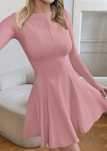 PRETTYGARDEN Cocktail Dresses for Women Elegant Classy 2025 Fall A Line Long Sleeve Homecoming Graduation Party Mini Dress in Saudi Arabia