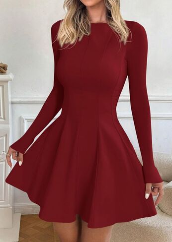 PRETTYGARDEN Cocktail Dresses for Women Elegant Classy 2025 Fall A Line Long Sleeve Homecoming Graduation Party Mini Dress in Saudi Arabia