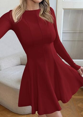 PRETTYGARDEN Cocktail Dresses for Women Elegant Classy 2025 Fall A Line Long Sleeve Homecoming Graduation Party Mini Dress in Saudi Arabia