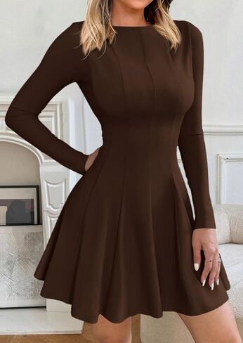 PRETTYGARDEN Cocktail Dresses for Women Elegant Classy 2025 Fall A Line Long Sleeve Homecoming Graduation Party Mini Dress in Saudi Arabia
