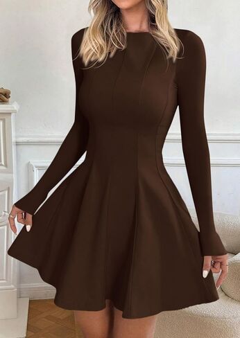 PRETTYGARDEN Cocktail Dresses for Women Elegant Classy 2025 Fall A Line Long Sleeve Homecoming Graduation Party Mini Dress in Saudi Arabia