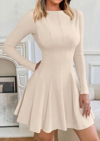 PRETTYGARDEN Cocktail Dresses for Women Elegant Classy 2025 Fall A Line Long Sleeve Homecoming Graduation Party Mini Dress in Saudi Arabia