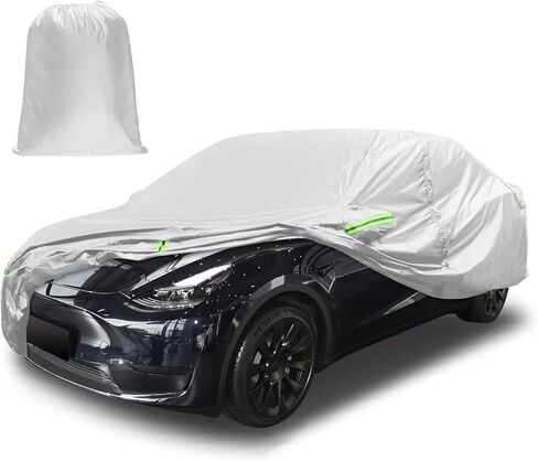 نوبة مخصصة لطراز 3 غطاء سيارة 2017-2023 مقاوم للماء جميع حماية الطقس كاملة الغطاء الخارجي الحماية من الثلج مع ميناء الشحن سستة باب الشبكة الفضية in Kuwait