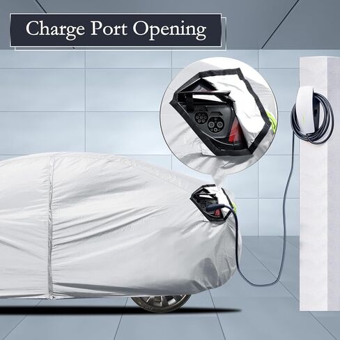 نوبة مخصصة لطراز 3 غطاء سيارة 2017-2023 مقاوم للماء جميع حماية الطقس كاملة الغطاء الخارجي الحماية من الثلج مع ميناء الشحن سستة باب الشبكة الفضية in Kuwait