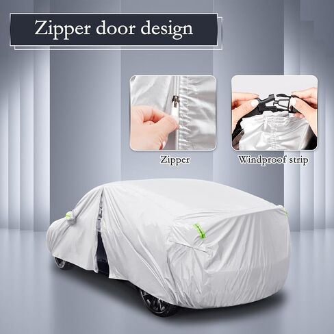 نوبة مخصصة لطراز 3 غطاء سيارة 2017-2023 مقاوم للماء جميع حماية الطقس كاملة الغطاء الخارجي الحماية من الثلج مع ميناء الشحن سستة باب الشبكة الفضية in Kuwait