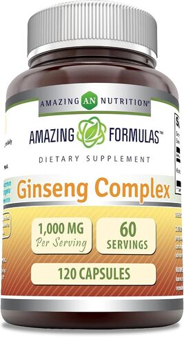 Amazing Formulas Ginseng Complex - 1000 Mg Per Serving, Capsules (Non-GMO,Gluten Free) Supports Healthy Immune System - Supports Energy Production - Boosts Mental Alertness. (240 Count) in Saudi Arabia