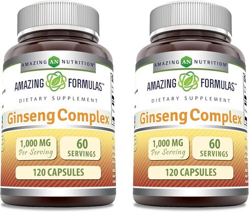 Amazing Formulas Ginseng Complex - 1000 Mg Per Serving, Capsules (Non-GMO,Gluten Free) Supports Healthy Immune System - Supports Energy Production - Boosts Mental Alertness. (240 Count) in Saudi Arabia