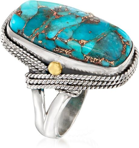 Ross-Simons Turquoise Roped-Edge Ring in Sterling Silver With 18kt Gold Over Sterling in Saudi Arabia