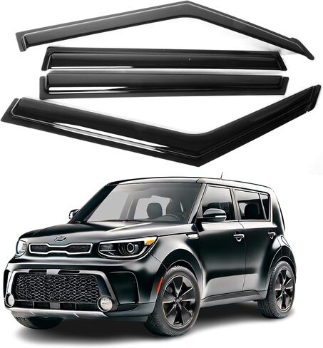 Fits for KIA Soul 2014 2015 2016 2017 2018 2019 Smoke Window Visor Set - Sun, Rain, and Vent Protection, 4-Pieces Tape-On Window Deflector Guard Kit in Saudi Arabia