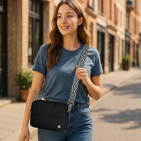 حقيبة منتفخة حقائب كروس مبطنة للنساء، حقيبة كتف منتفخة خفيفة الوزن، محفظة للهاتف الخلوي مع فتحات للبطاقات in Kuwait