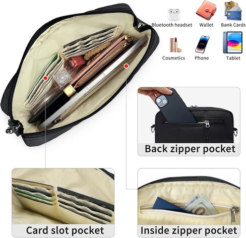 حقيبة منتفخة حقائب كروس مبطنة للنساء، حقيبة كتف منتفخة خفيفة الوزن، محفظة للهاتف الخلوي مع فتحات للبطاقات in Kuwait