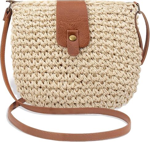 Peicees Straw Crossbody Bag Purse Womens Boho Clutch Purse Bohemian Beach Shoulder Bag For Summer Vacation Travel Sling Bag in Saudi Arabia