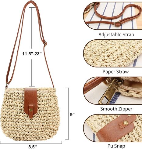 Peicees Straw Crossbody Bag Purse Womens Boho Clutch Purse Bohemian Beach Shoulder Bag For Summer Vacation Travel Sling Bag in Saudi Arabia