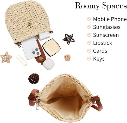 Peicees Straw Crossbody Bag Purse Womens Boho Clutch Purse Bohemian Beach Shoulder Bag For Summer Vacation Travel Sling Bag in Saudi Arabia