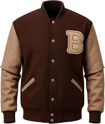 سترة Hotline Miami Jacket Bomber Varsity Brown Racing Wool Letterman B Patch in Saudi Arabia
