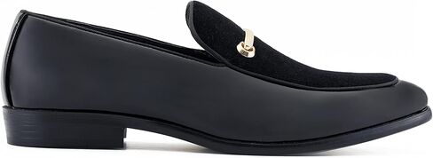 Amali Fay Velvet Men’s Slip-On Shoes with Gold Chain Ornament Dress Shoes for Men Velvet Formal Loafers for Men The Original Smoking Men Tuxedo Dress Shoes in Kuwait