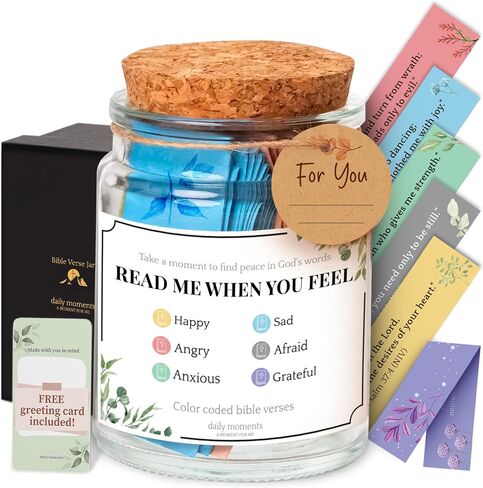 Bible Verse Jar, Read Me When Bible Verses Jar - Christian Gifts for Women Faith, Bible Jar Verses for Men & Moms, Bible Study Supplies, Comes With 90 Color Coded Bible Verses in a Jar in Saudi Arabia