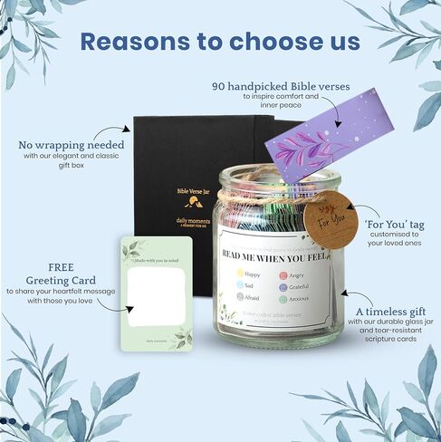 Bible Verse Jar, Read Me When Bible Verses Jar - Christian Gifts for Women Faith, Bible Jar Verses for Men & Moms, Bible Study Supplies, Comes With 90 Color Coded Bible Verses in a Jar in Saudi Arabia