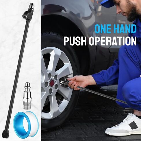 BBTO 5 Sets Air Chuck Set 2 Way Connection 13.8" Extended Tire Chuck 1/4 in FNPT Straight Foot Dual Head Tire Inflating Chuck with Standard Plug Tape for Truck RV Tires Semi in Saudi Arabia