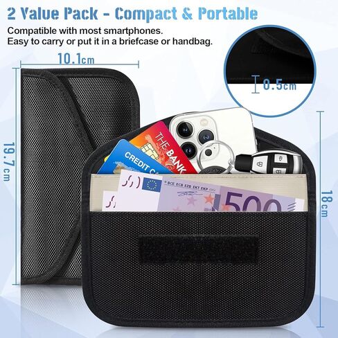 حقيبة فاراداي للهواتف المحمولة ومفتاح السيارة ، حقيبة مانع الإشارة 2 حزمة ، مضاد للتشويش ، حظر إشارة RFID ، مثبطات النار ، حقيبة فاراداي مقاومة للماء للخصوصية ، مانع القضية المضاد للاحتفال in Kuwait