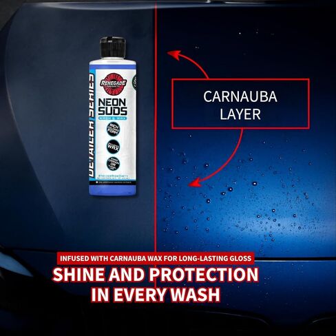 Renegade Products USA | Neon Suds Colored Wash & Wax | High Foam, Colorful Car Soap for Foam Cannons, Carnauba Wax Shine, Safe on All Paints (16 Oz, 4 Colors) (Yellow) in Kuwait