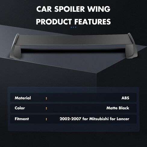 Rear Trunk Spoiler Wing Replacement 2002 2003 2004 2005 2006 2007 for Mitsubishi Lancer Fits Lancer and EVO Model Matte Black Spoiler Wing in Saudi Arabia