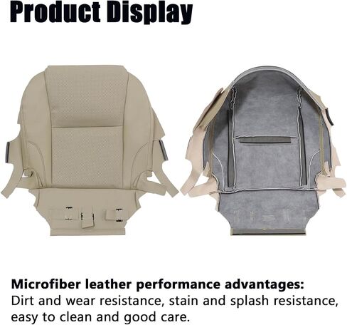 SecosAutoparts Tan Front Driver Side Bottom Perforated Microfiber Leather Replacement Seat Covers Compatible with Lexus IS250 IS350 2006 2007 2008 2009 2010 2011 2012 2013 in Saudi Arabia