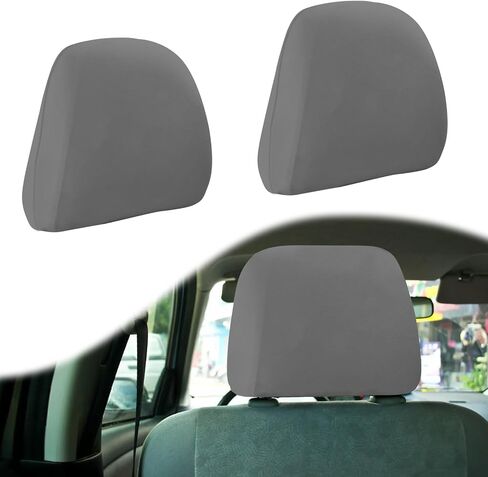 2Pcs Car Seat Headrest Cover, Flexible Car Headrest Covers, Reusable Anti-Dirty Headrest Protector, Universal for Cars, Vans, Trucks (Beige/White) in Saudi Arabia
