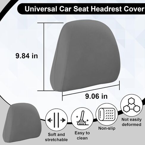 2Pcs Car Seat Headrest Cover, Flexible Car Headrest Covers, Reusable Anti-Dirty Headrest Protector, Universal for Cars, Vans, Trucks (Beige/White) in Saudi Arabia