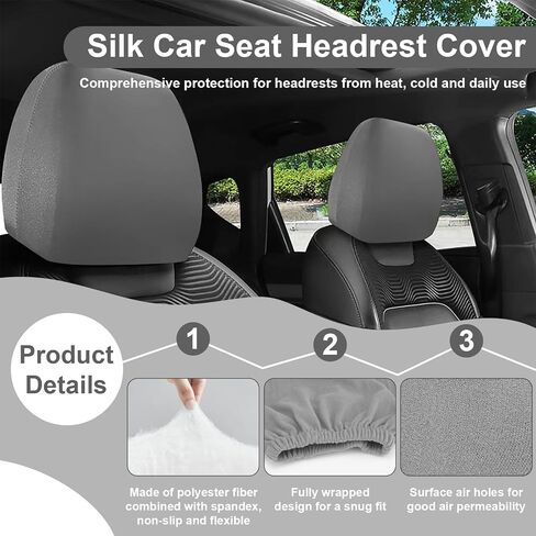 2Pcs Car Seat Headrest Cover, Flexible Car Headrest Covers, Reusable Anti-Dirty Headrest Protector, Universal for Cars, Vans, Trucks (Beige/White) in Saudi Arabia