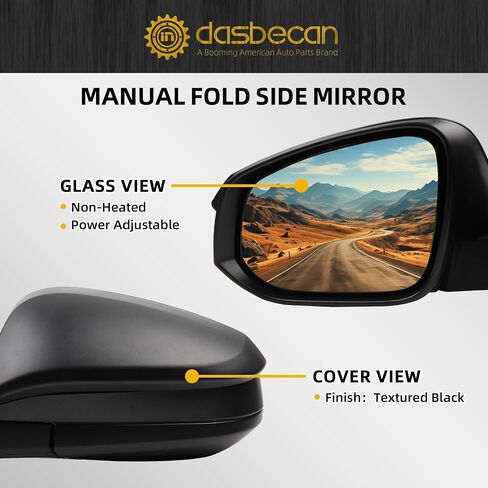 Dasbecan Right Side Door Mirror Assembly متوافق مع Toyota RAV4 2013 2014 2015 Power Glass المُسخنة مع ضوء إشارة الدوران يستبدل TO1321310 87910-0R080 Black (7 دبابيس) in Saudi Arabia