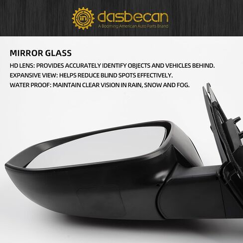 Dasbecan Right Side Door Mirror Assembly متوافق مع Toyota RAV4 2013 2014 2015 Power Glass المُسخنة مع ضوء إشارة الدوران يستبدل TO1321310 87910-0R080 Black (7 دبابيس) in Saudi Arabia