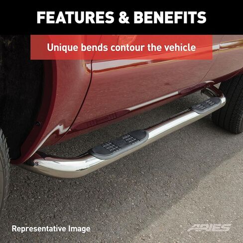 ARIES 203008-2 3-Inch Round Polished Stainless Steel Nerf Bars, No-Drill, Fits Select Ford F-150 in Saudi Arabia
