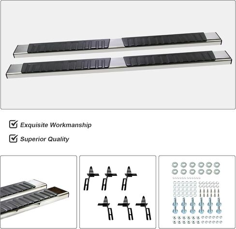 6 "لوحات تشغيل متوافقة مع 2009-2018 RAM 1500 Quad Cab 2019-2023 RAM 1500 Classic 4 Silver Silver Stainless Steel Severy Steps Nerf Bars Rails in Saudi Arabia